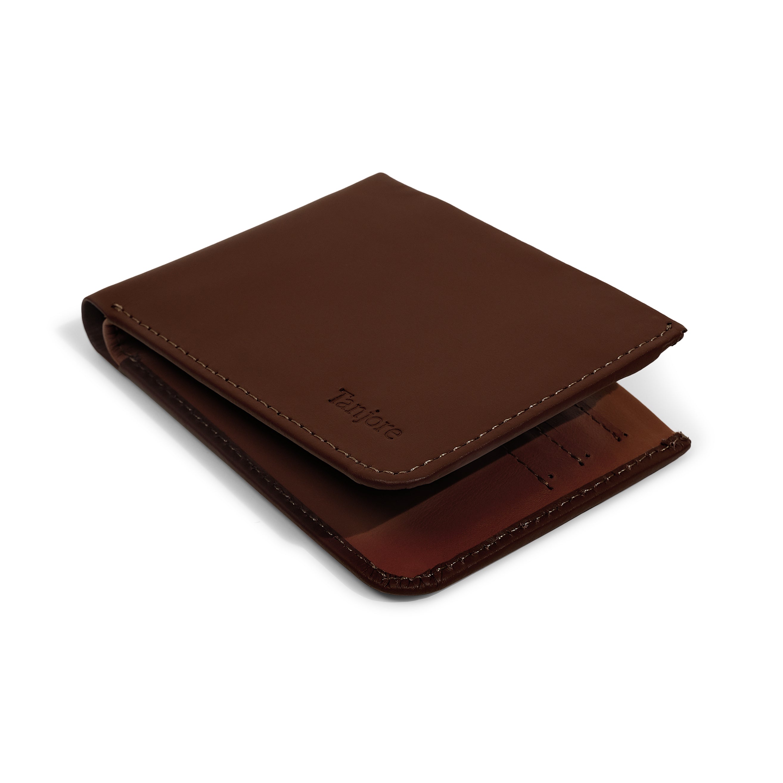 Angled perspective of the Modern Classic 2.0 in Brown. Shows the soft Full Grain Nappa Leather texture and Slim Profile design backed by a 3 year warranty.