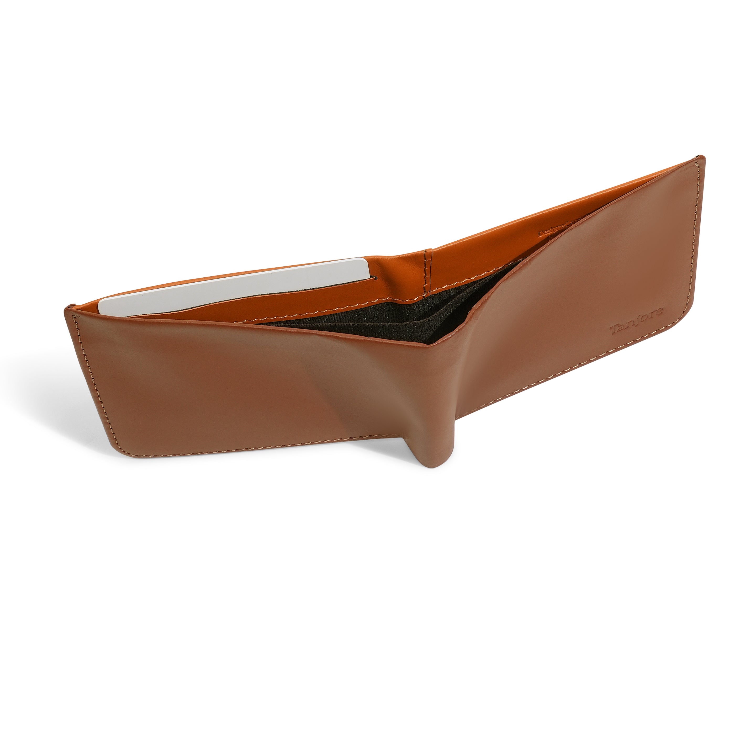 Top-down view of the Tanjore Modern Classic 2.0 revealing the cash compartment. Full Grain Nappa Leather construction with a 3 year warranty and RFID shielding.