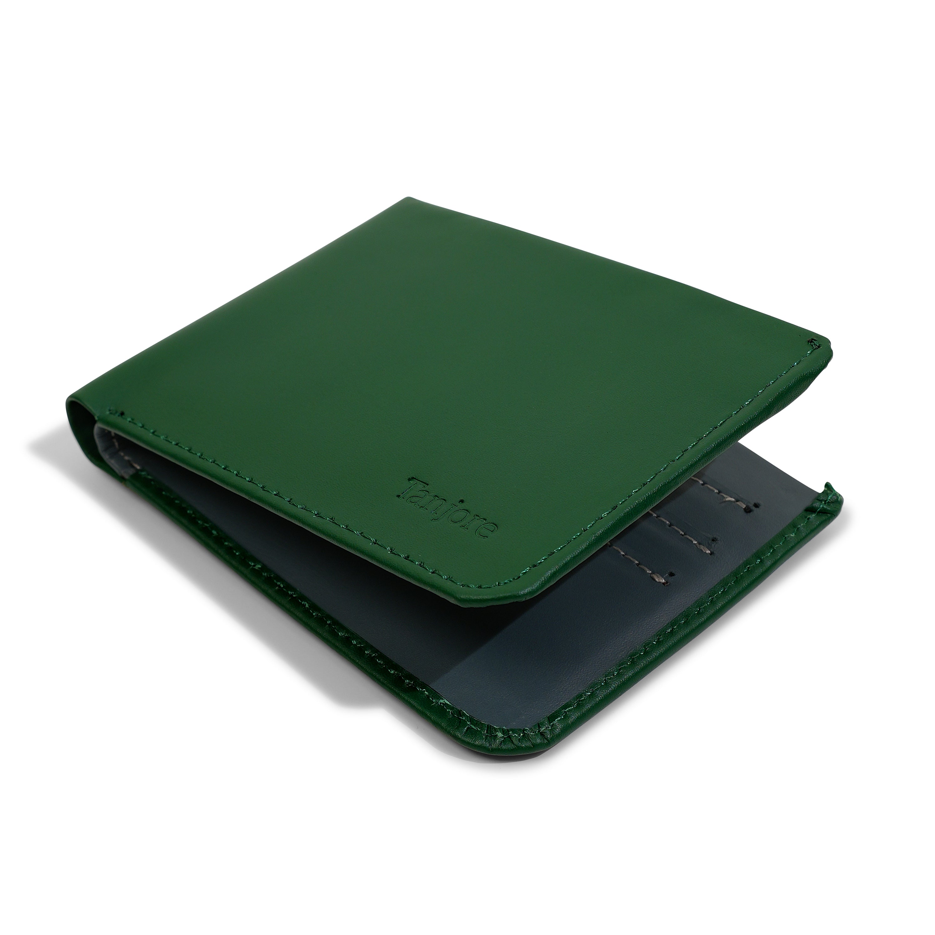 Angled perspective of the Modern Classic 2.0 in Green. Shows the soft Full Grain Nappa Leather texture and Slim Profile design backed by a 3 year warranty.