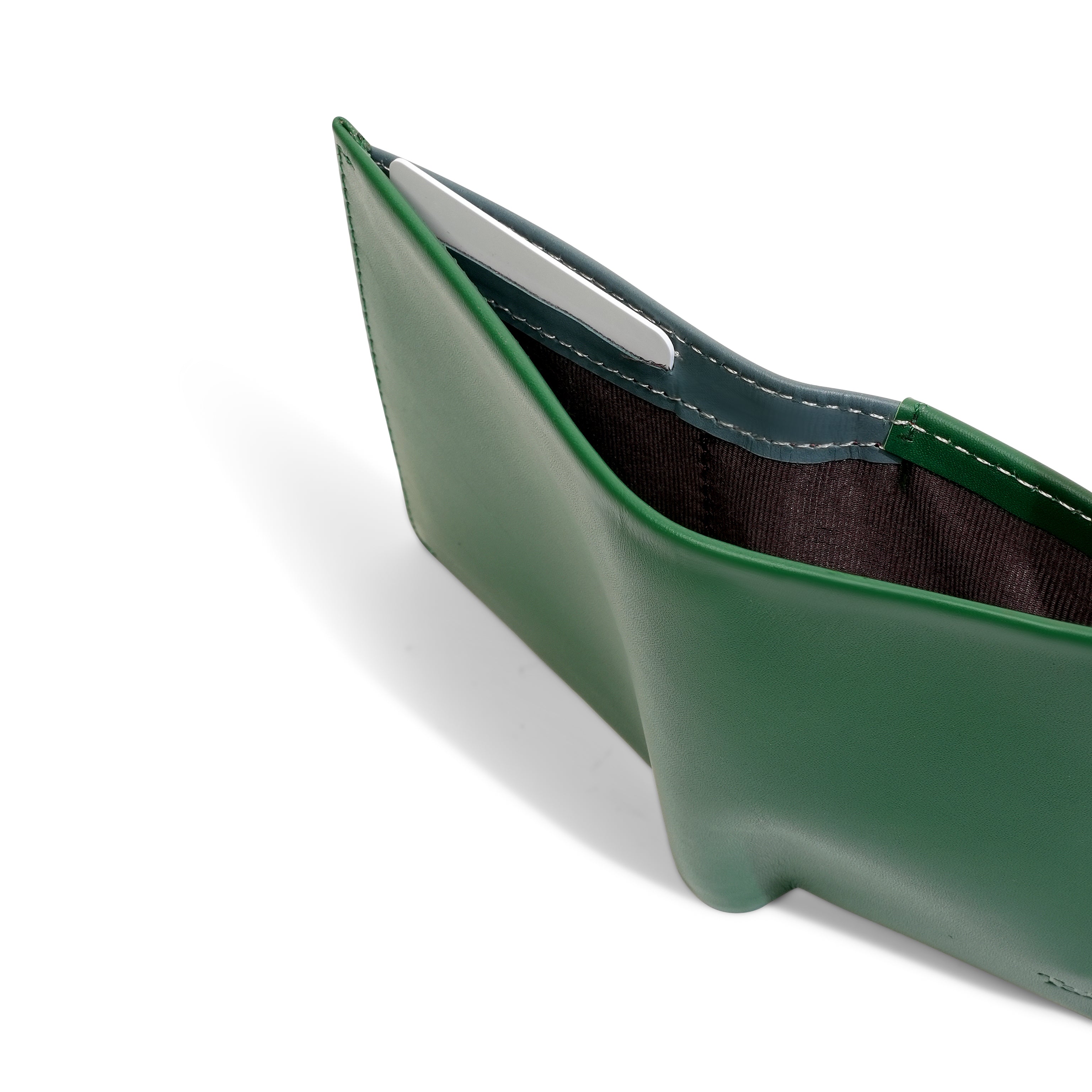 Top view into the Tanjore Reserve Sleeve showing the deep cash compartment. Designed with a Slim Profile and RFID shielding in Full Grain Nappa Leather.