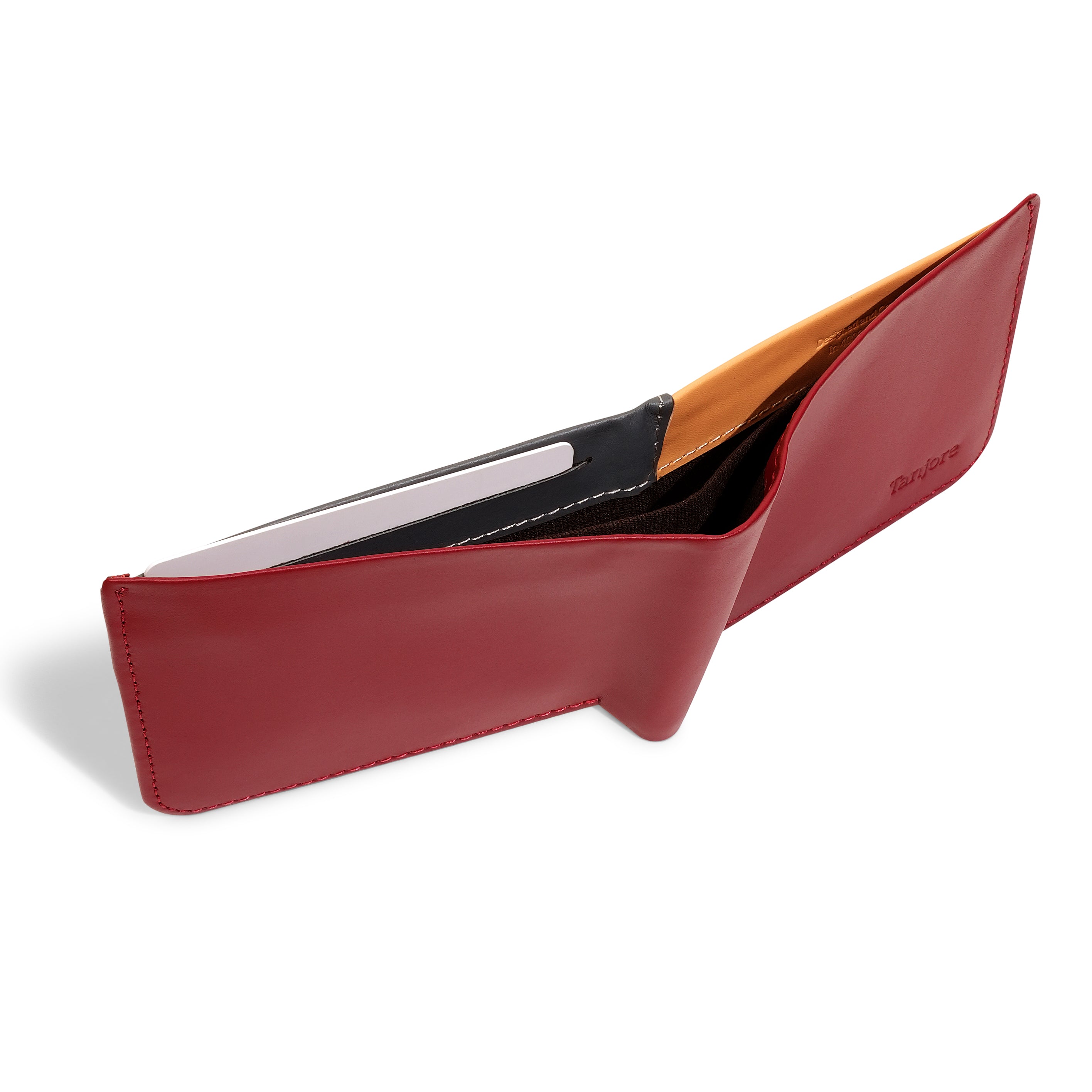 Top-down view of the Modern Classic 2.0 revealing the cash compartment. Full Grain Nappa Leather construction with a 3 year warranty