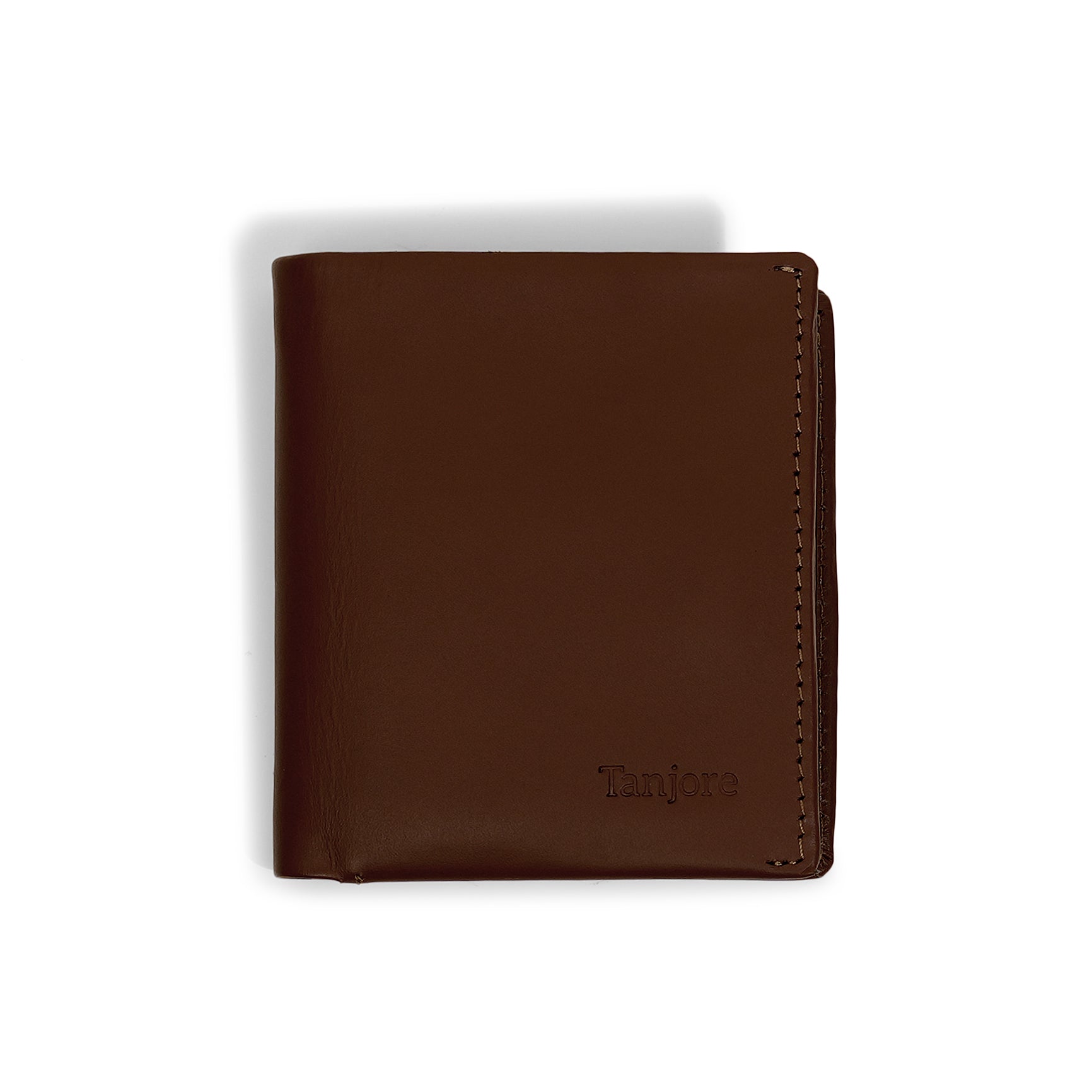 Front view of the Tanjore Reserve Sleeve in Brown. A Slim Profile wallet crafted from Full Grain Nappa Leather featuring RFID protection.