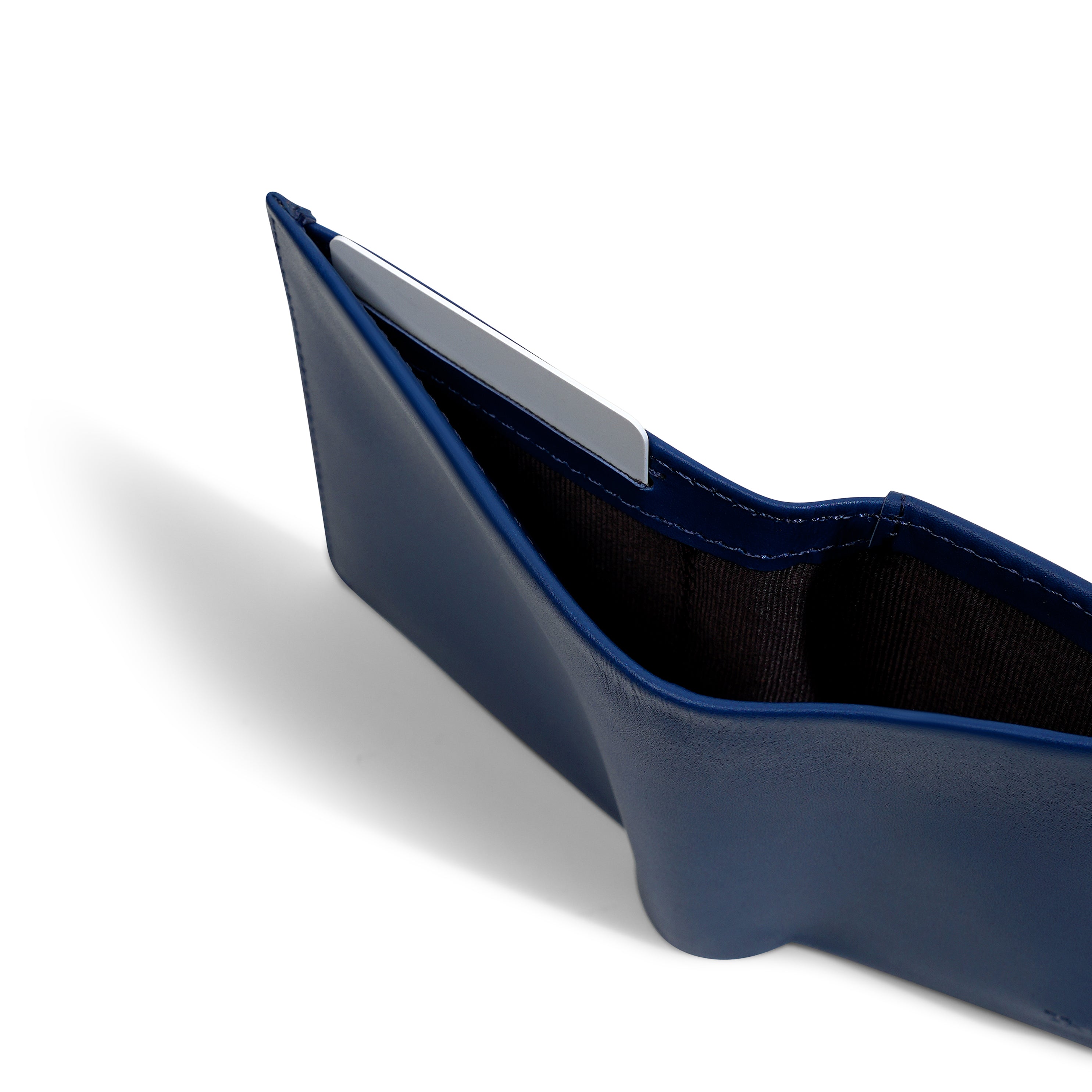 Top view into the Tanjore Reserve Sleeve showing the deep cash compartment. Designed with a Slim Profile and RFID shielding in Full Grain Nappa Leather.